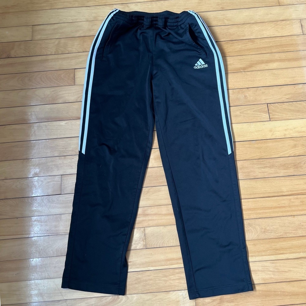 Adidas Adibreak Snap Button Track Pants Black White Striped Vintage XL